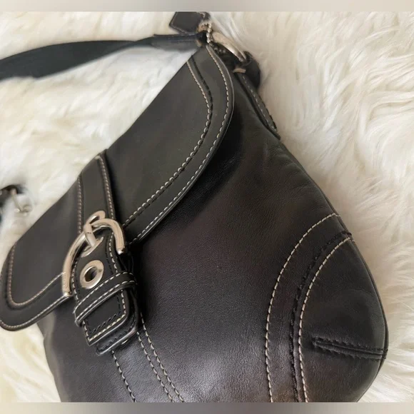 Coach Black Leather Crossbody Bag with Buckle - Picture 6 of 12